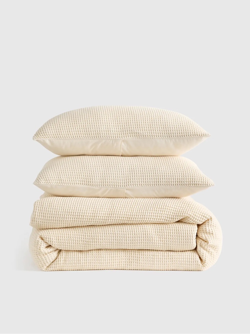 NWOT QUINCE Organic Waffle Duvet Cover Set King/Cal King Undyed 8914